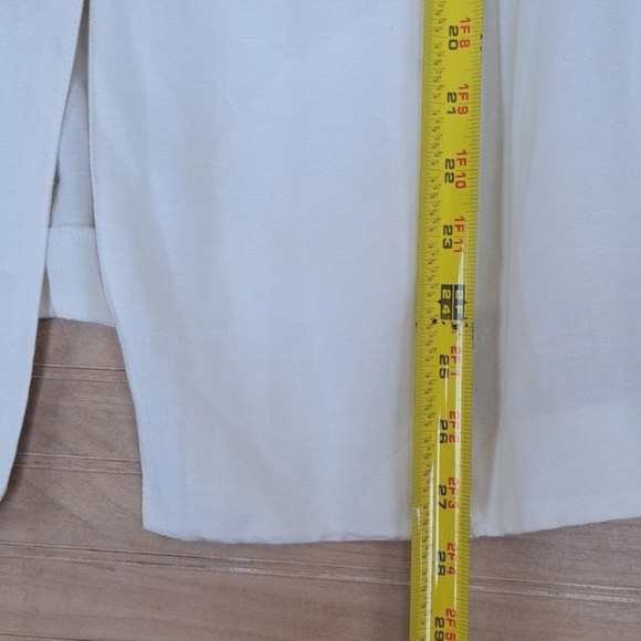 Ruby Rd. Winter White Linen Blend Rosette Detail Beaded Embellished Light Jacket - Picture 13 of 14